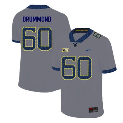 Men's West Virginia Mountaineers NCAA #60 Noah Drummond Gray Authentic Nike 2019 Stitched College Football Jersey RT15C50AV